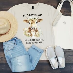 Sassy Funny Cow Graphic Tee Daisy Crown Farm Girl Shirt Western Humor Top